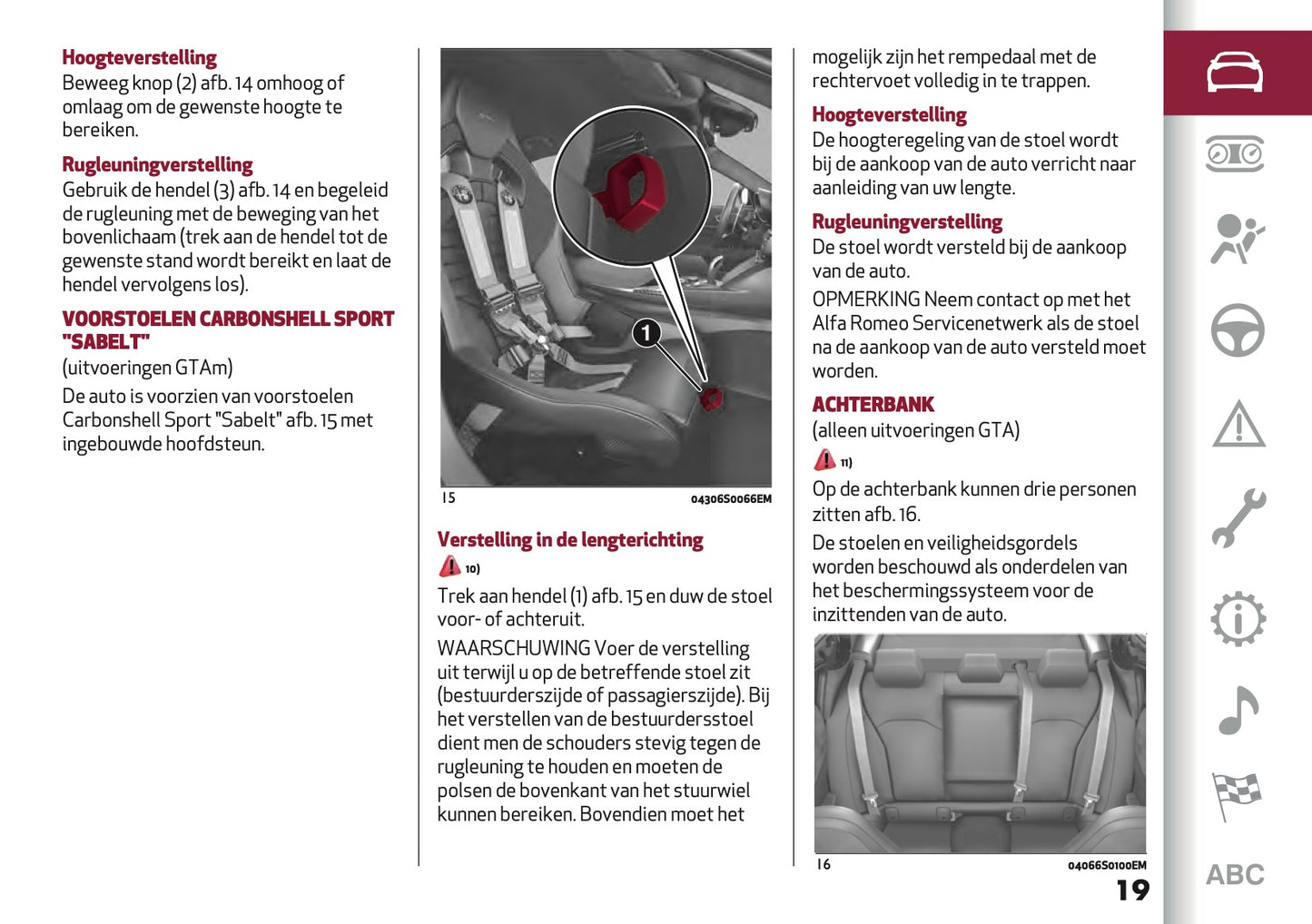 2021-2025 Alfa Romeo Giulia GTA/GTAm Owner's Manual | Dutch