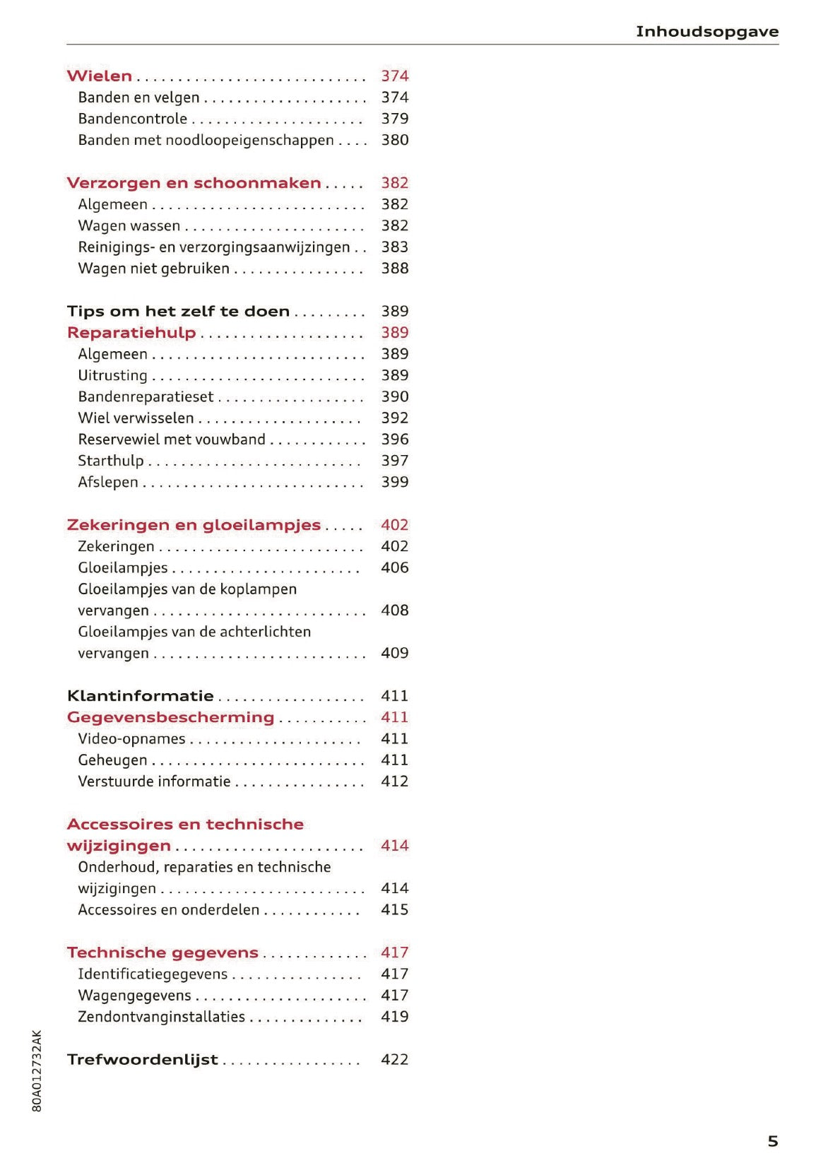 2020 Audi Q5 Owner's Manual | Dutch