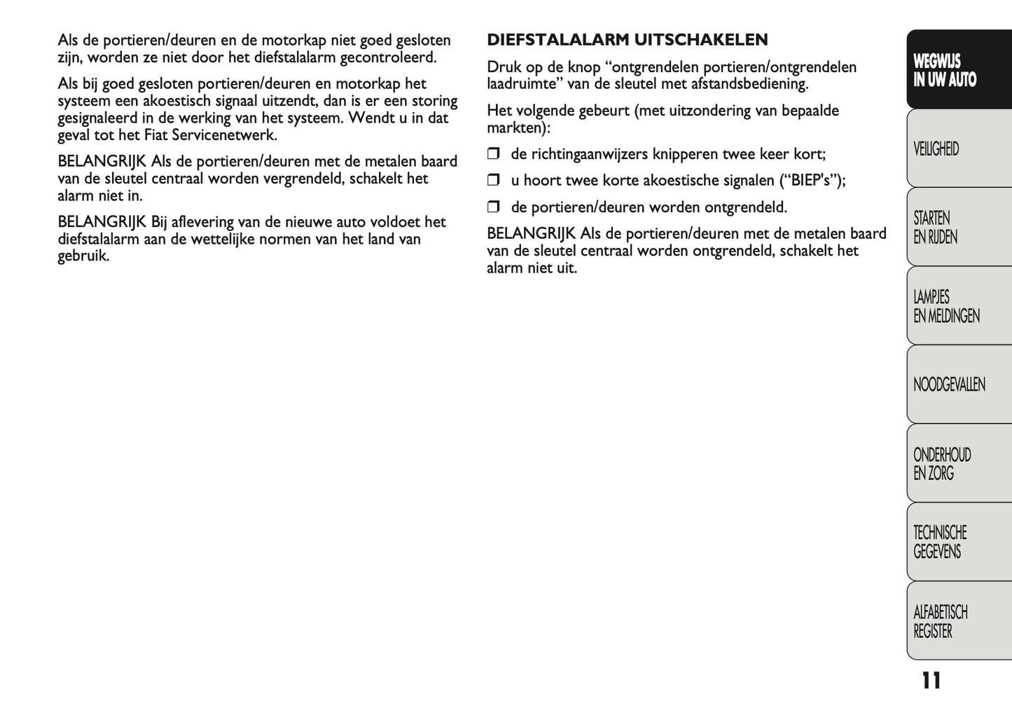 2011-2012 Fiat Ducato 250 Owner's Manual | Dutch