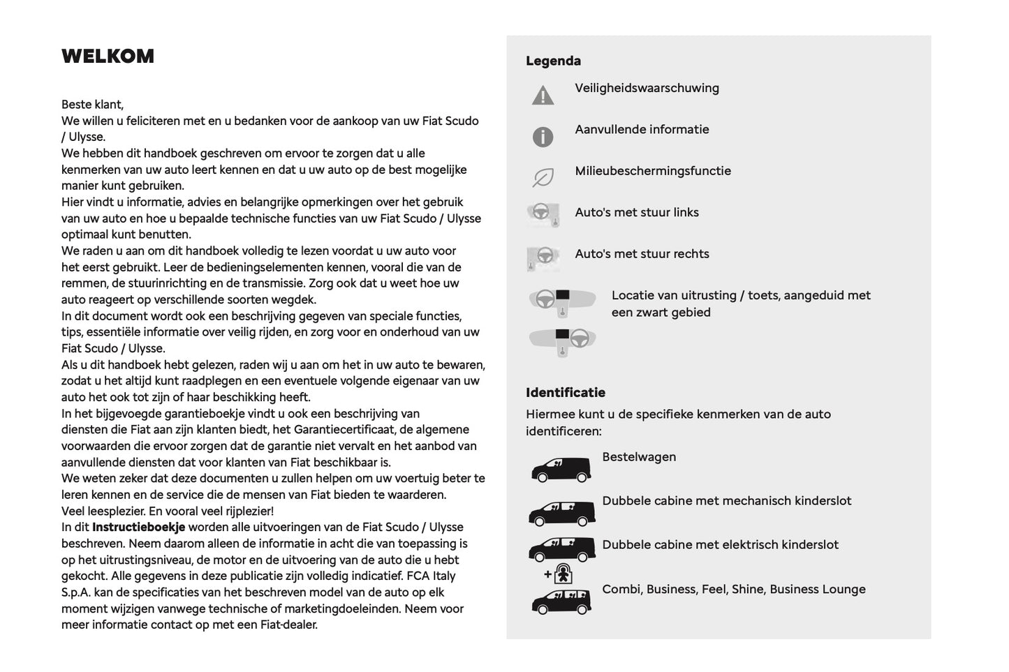 2023-2025 Fiat Scudo/E-Scudo Ulysse/E-Ulysse Owner's Manual | Dutch
