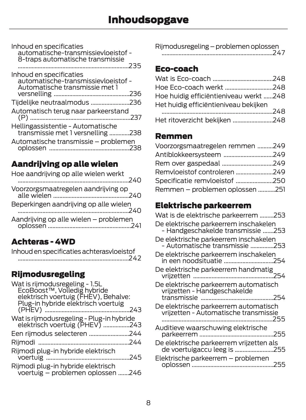 2025-2026 Ford Kuga Owner's Manual | Dutch