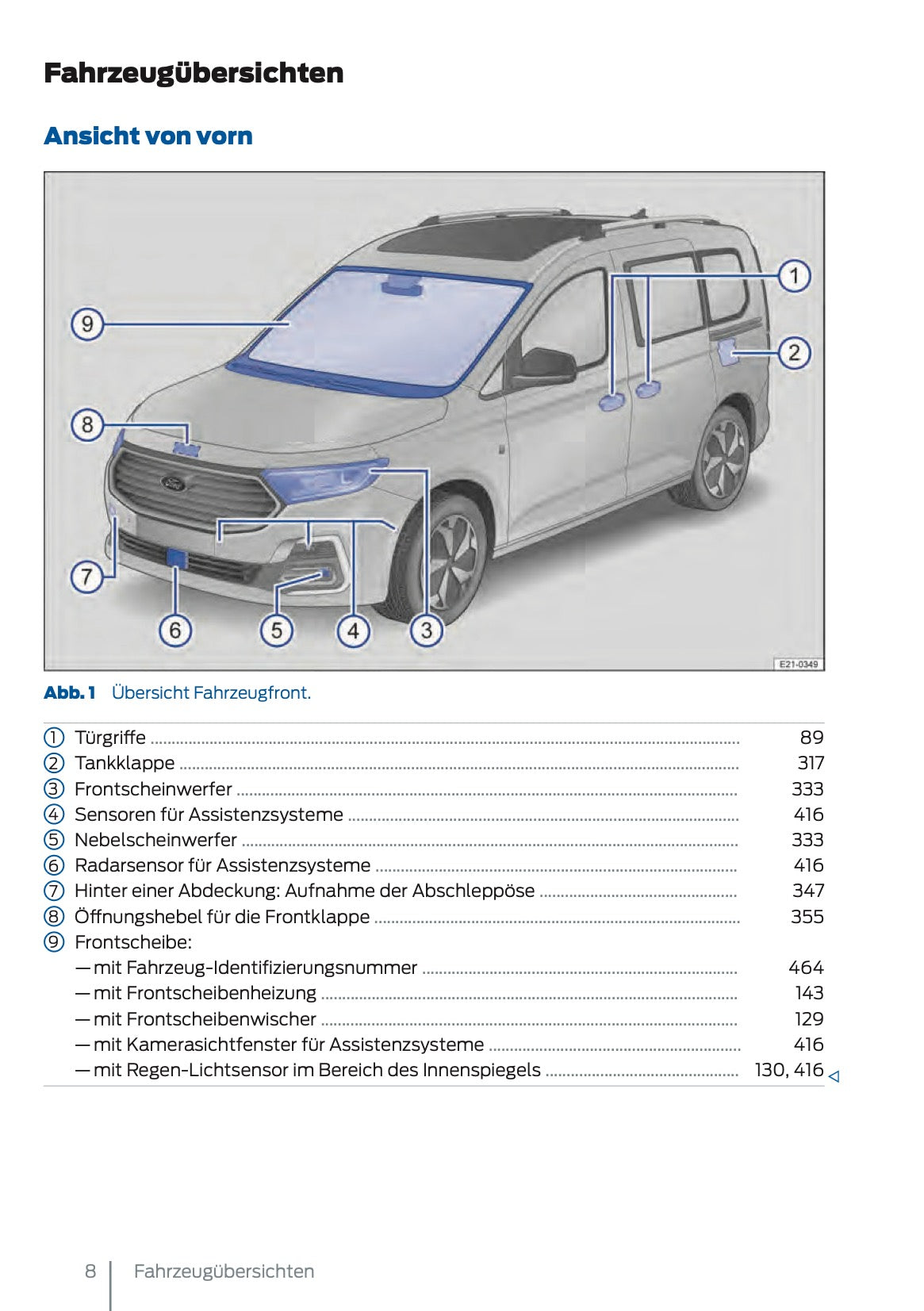 2024-2025 Ford Tourneo Connect/Transit Connect Owner's Manual | German