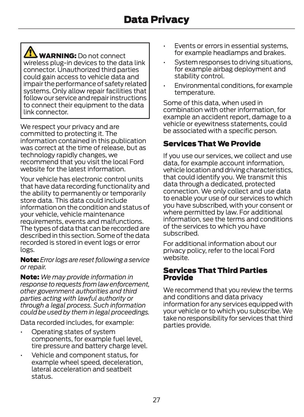 2026 Ford Tourneo Courier/Transit Courier Owner's Manual | English