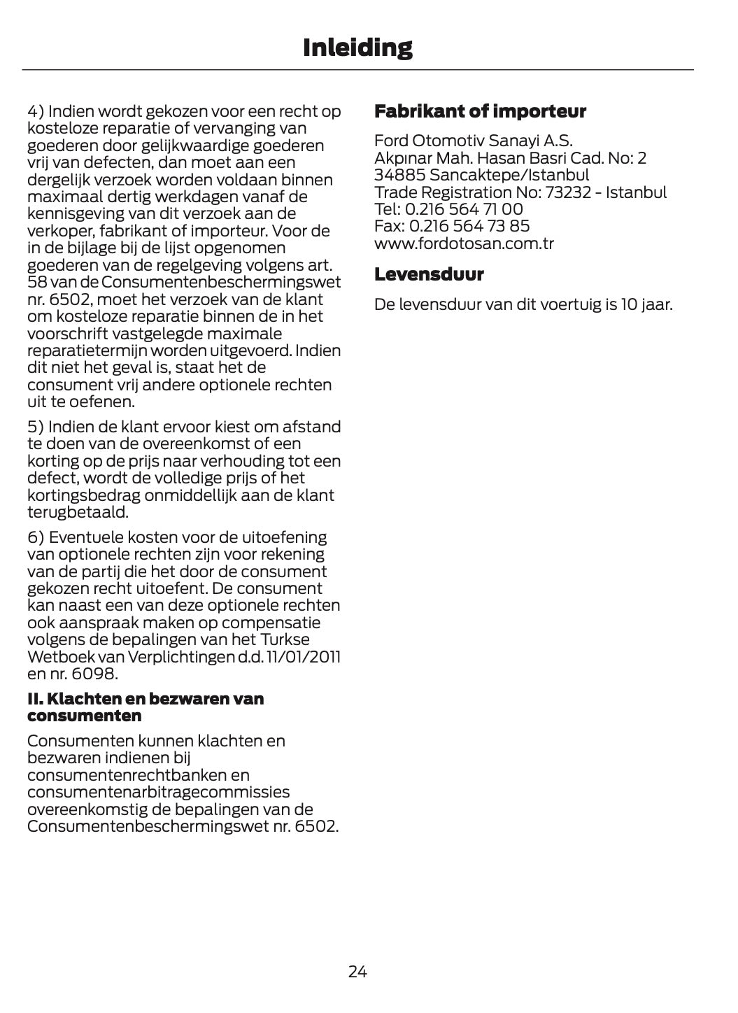 2024-2025 Ford Tourneo Courier/Transit Courier Owner's Manual | Dutch