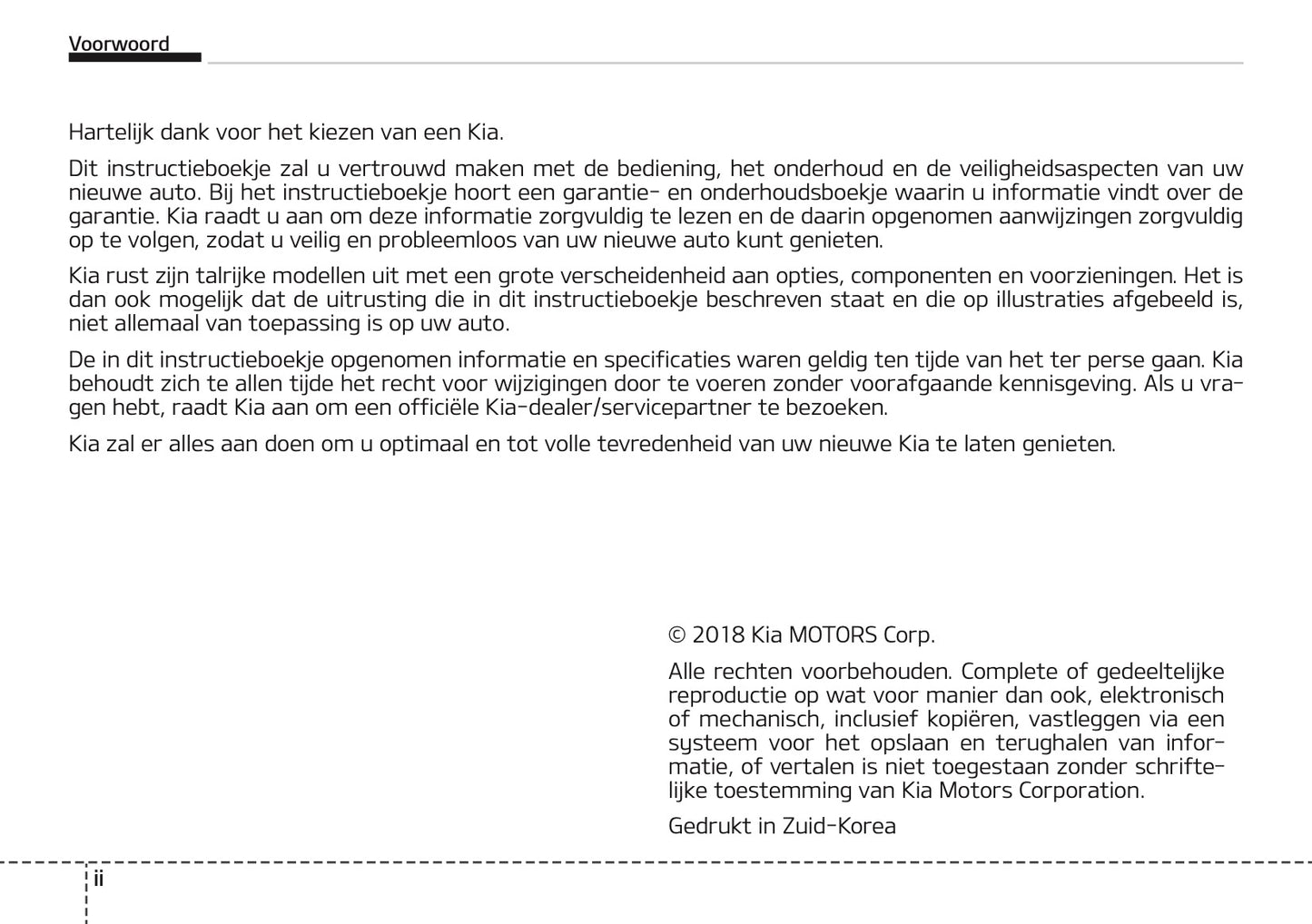 2018-2019 Kia Rio Owner's Manual | Dutch