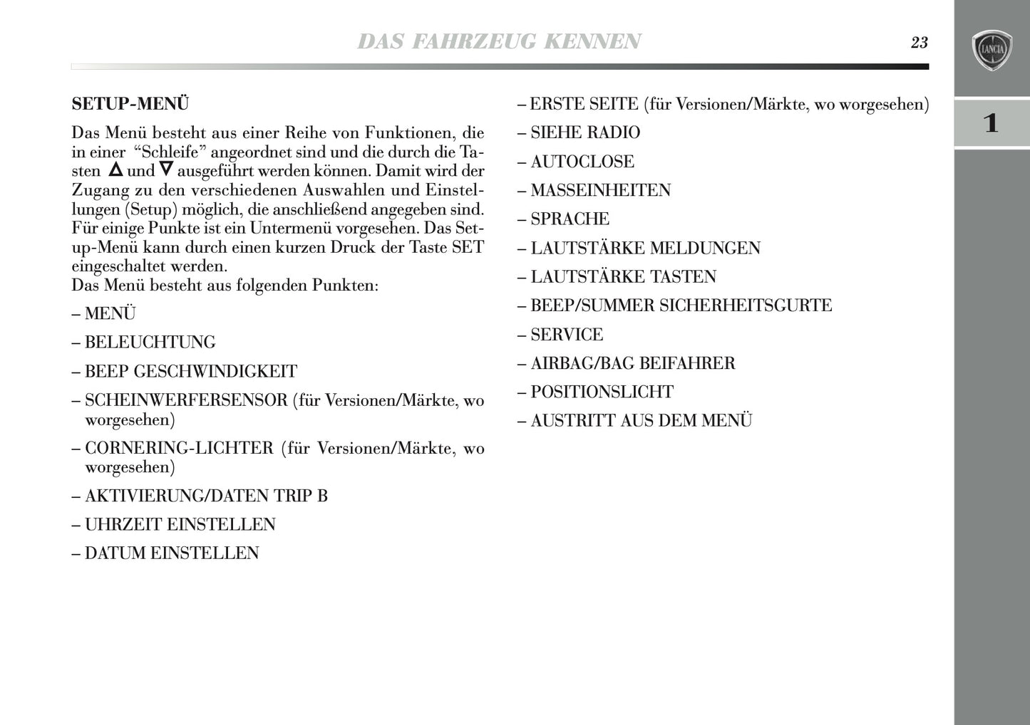 2010-2011 Lancia Delta Owner's Manual | German