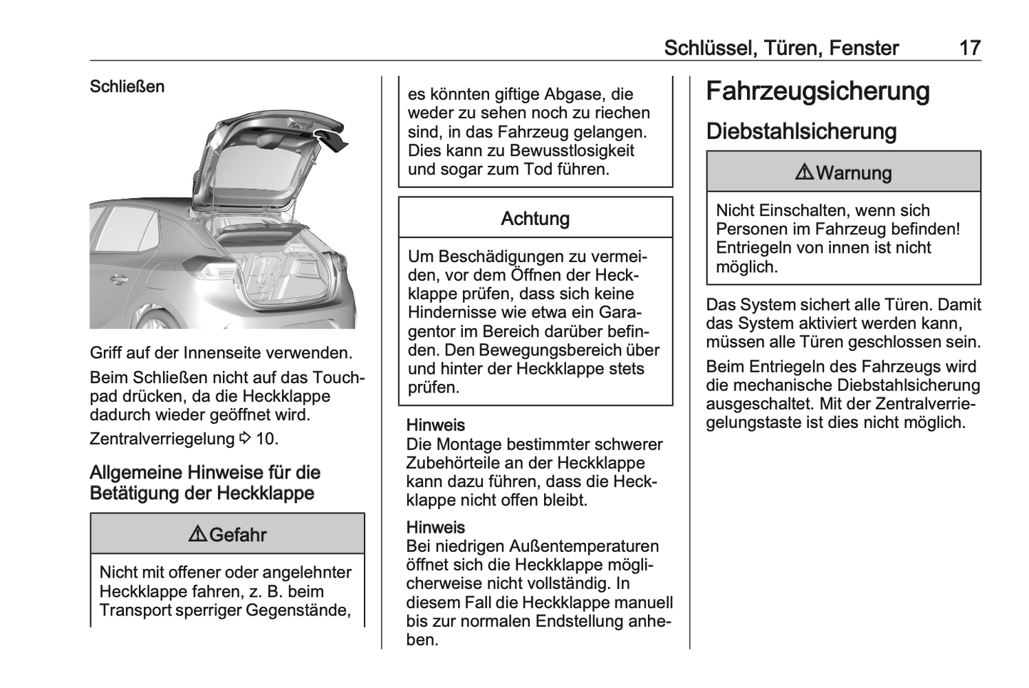 2020-2021 Opel Corsa/Corsa-e Owner's Manual | German