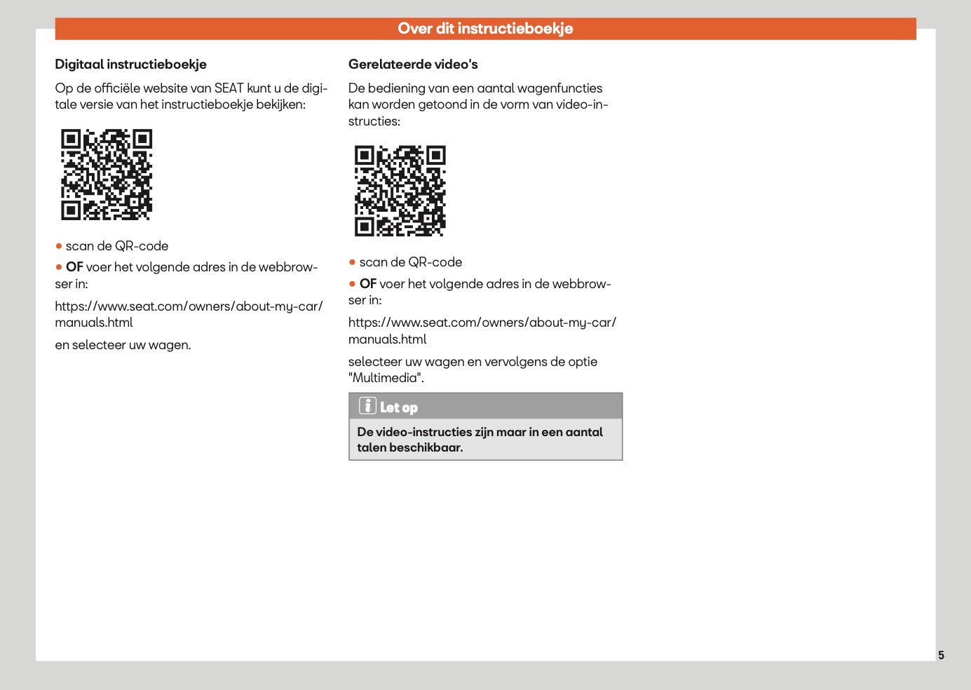 2025 Seat Leon/Leon Sportstourer Owner's Manual | Dutch
