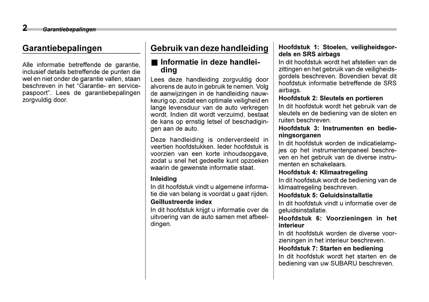 2022 Subaru Outback Owner's Manual | Dutch