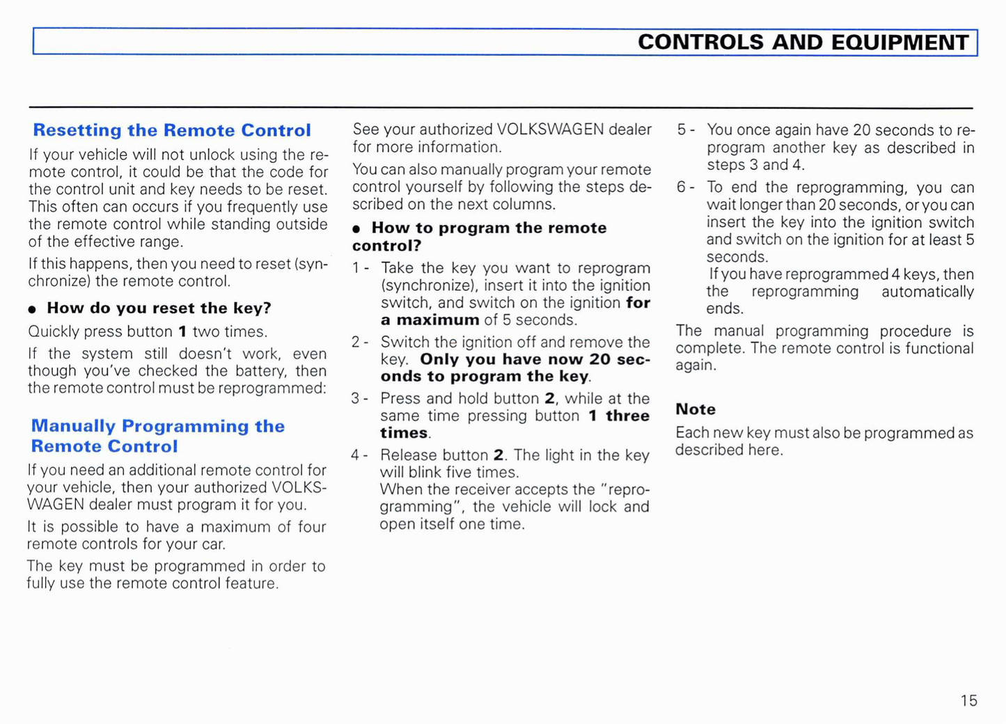 1999 Volkswagen EuroVan Owner's Manual | English