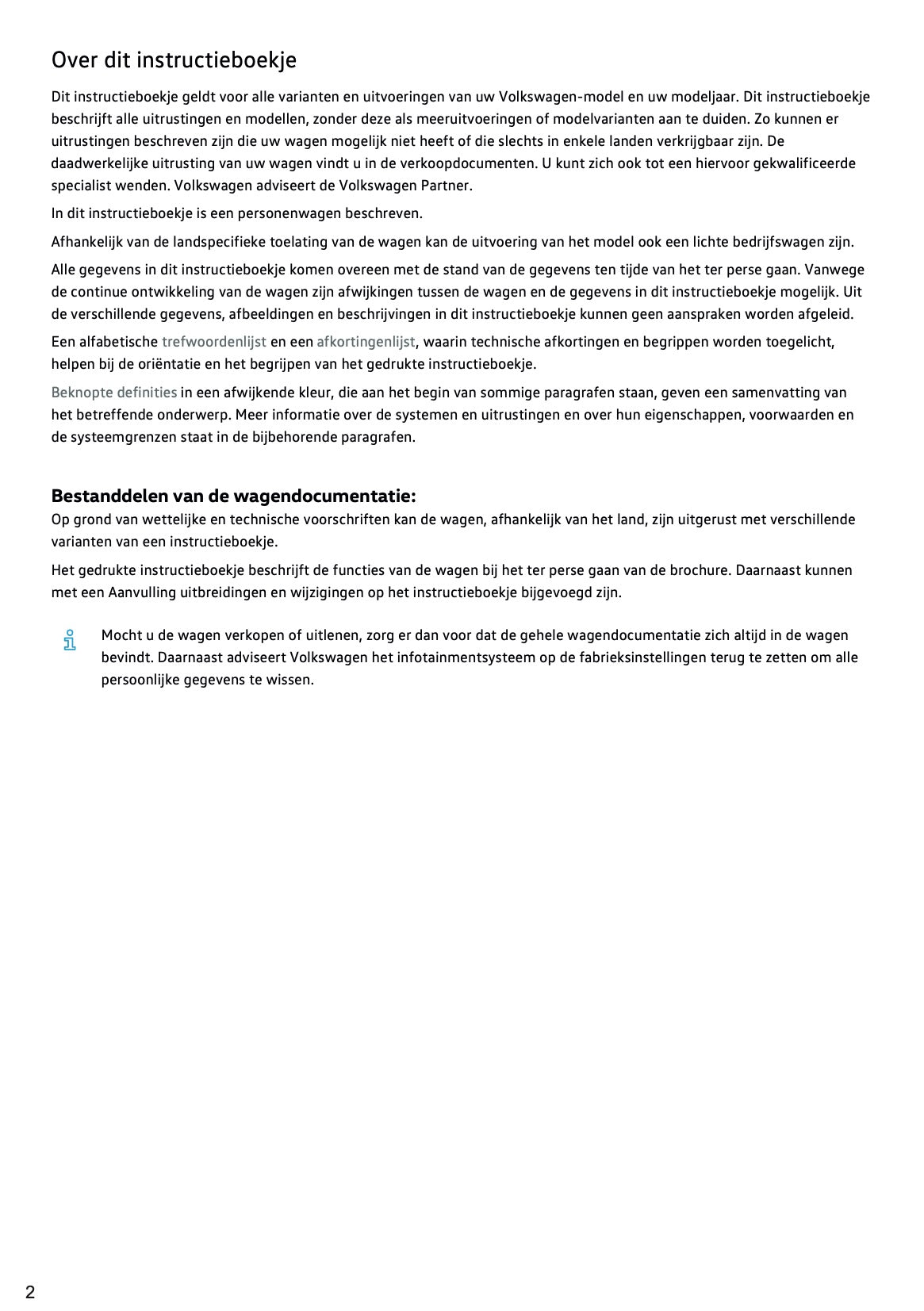 2021-2022 Volkswagen Tiguan Owner's Manual | Dutch