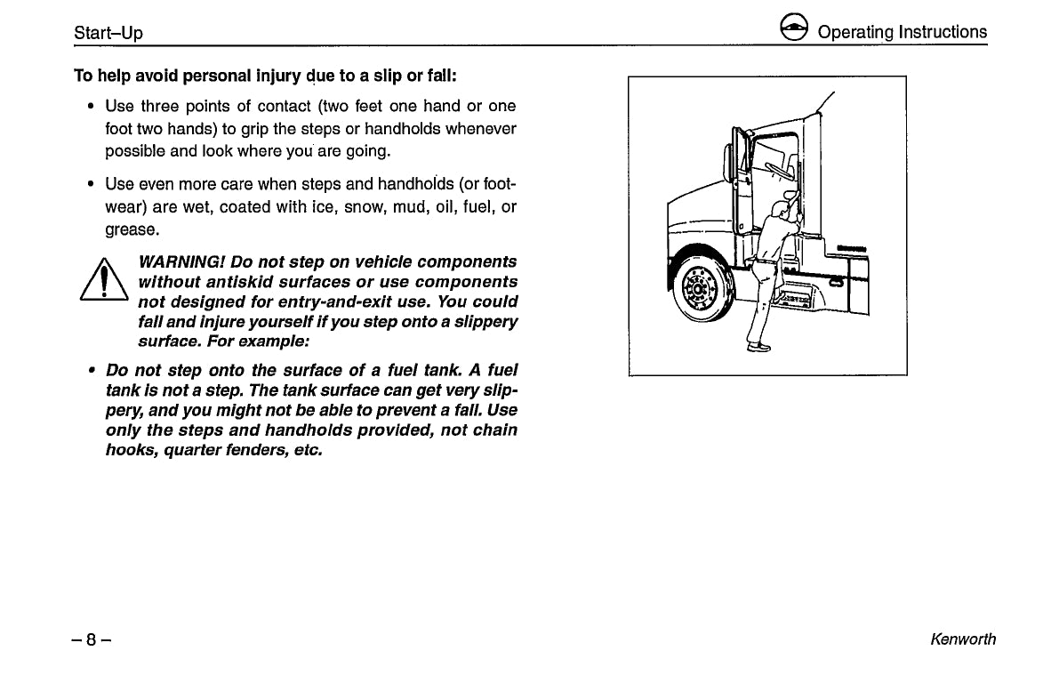 1996-2003 Kenworth K100/W900/T600/T800/C500 Manuel du propriétaire | Anglais