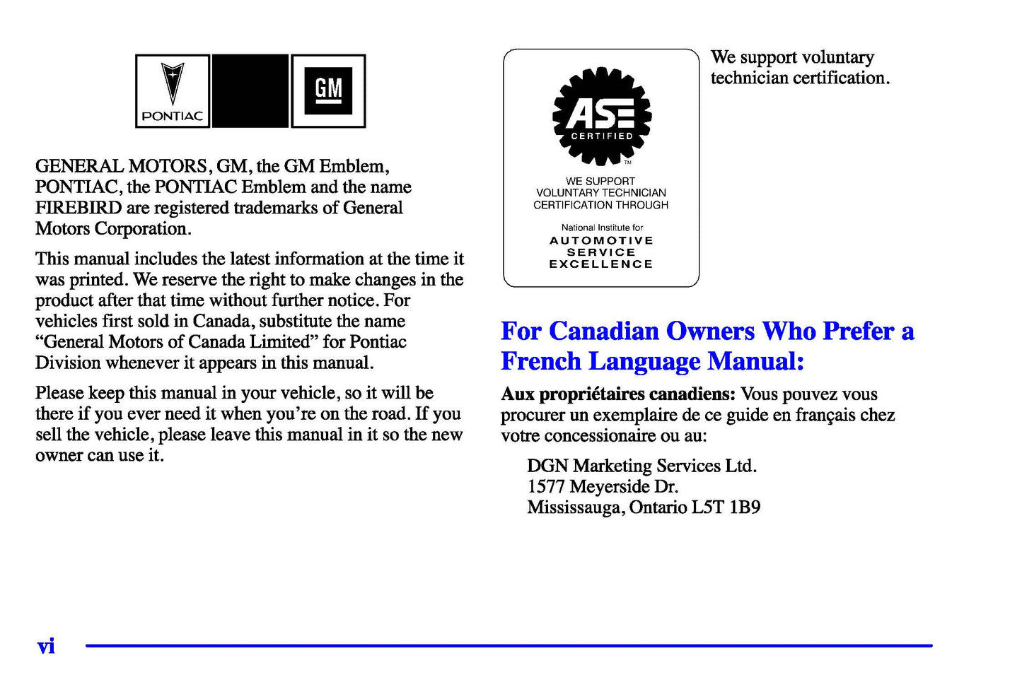 2000 Pontiac Firebird Owner's Manual | English