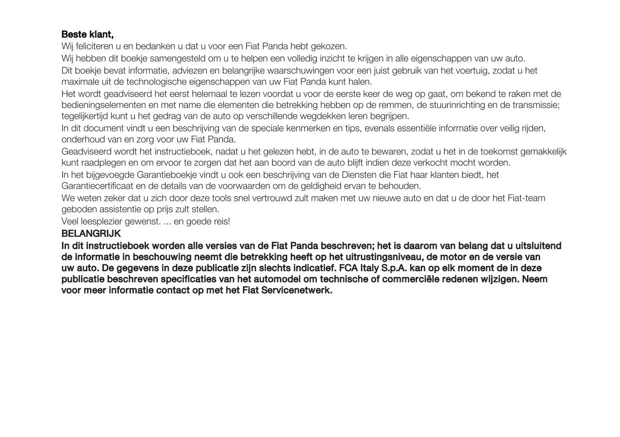 2023 Fiat Panda Owner's Manual | Dutch