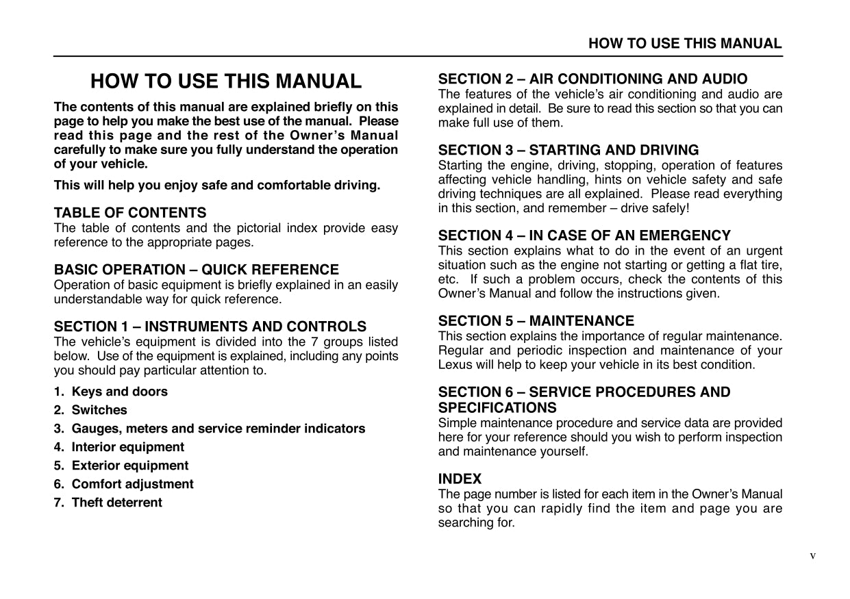 2001 Lexus LX 470 Manuel du propriétaire | Anglais