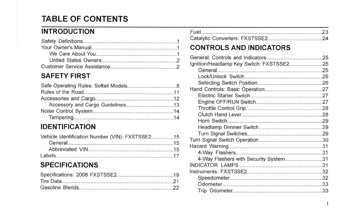 2008 Harley-Davidson FXSTSSE2 Owner's Manual | English