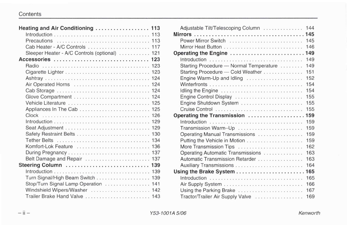 2004-2010 Kenworth W900/T600/T660 /T800/C500 Owner's Manual | English