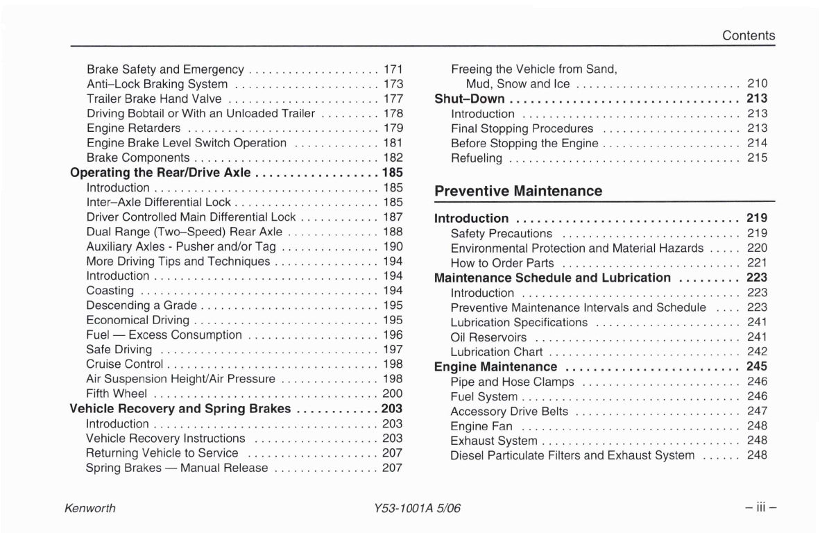 2004-2010 Kenworth W900/T600/T660 /T800/C500 Owner's Manual | English