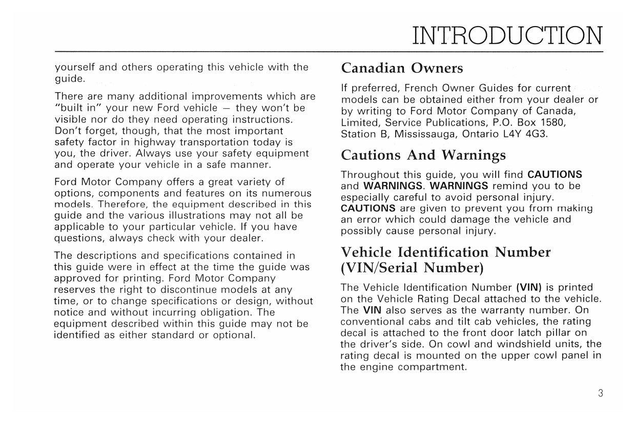 1992 Ford L-Series Owner's Manual | English
