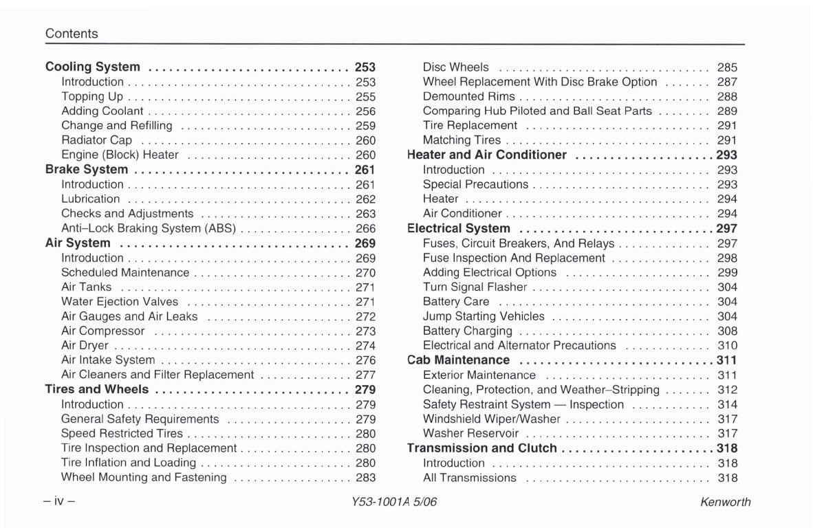 2004-2010 Kenworth W900/T600/T660 /T800/C500 Owner's Manual | English