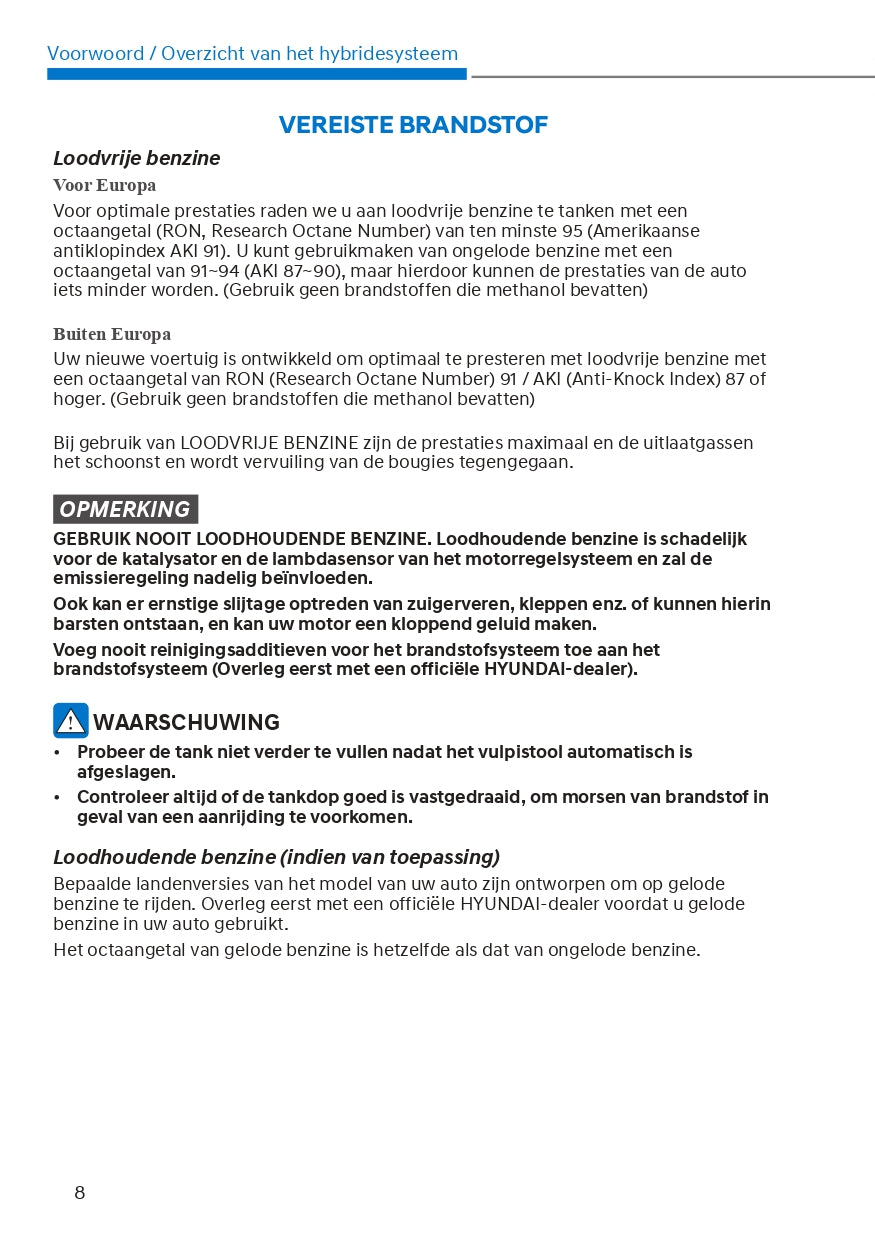 2023 Hyundai Tucson Hybrid/Tucson Plug-in Hybrid Owner's Manual | Dutch