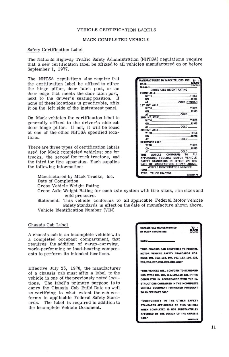 Mack MC/MR Owner's Manual | English
