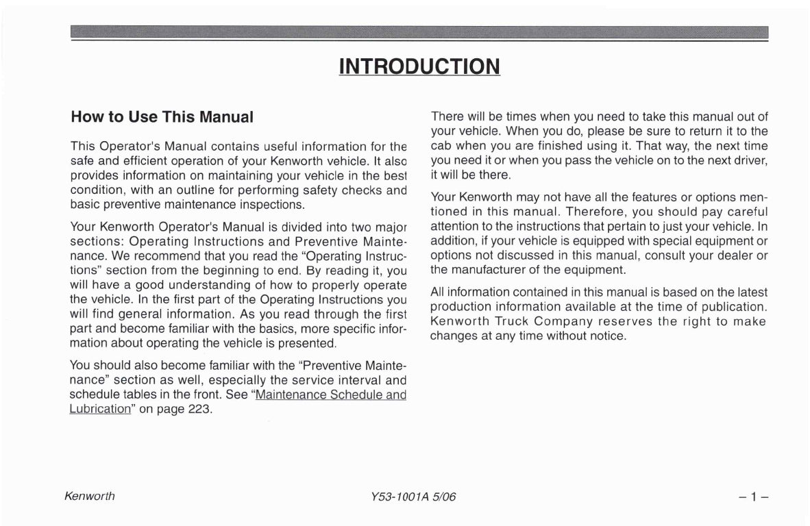 2004-2010 Kenworth W900/T600/T660 /T800/C500 Owner's Manual | English