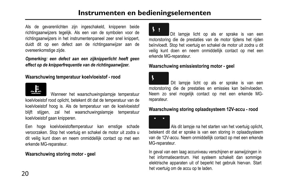 2020-2023 MG EHS PHEV Owner's Manual | Dutch