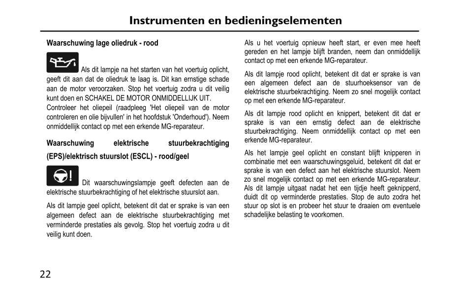 2020-2023 MG EHS PHEV Owner's Manual | Dutch