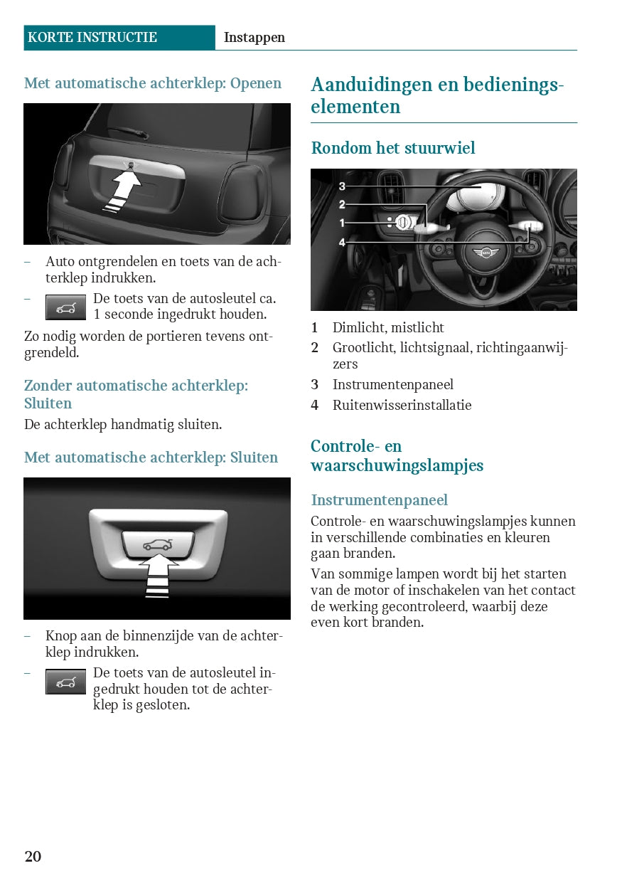 2020 Mini Countryman Plug-in-Hybrid Owner's Manual | Dutch