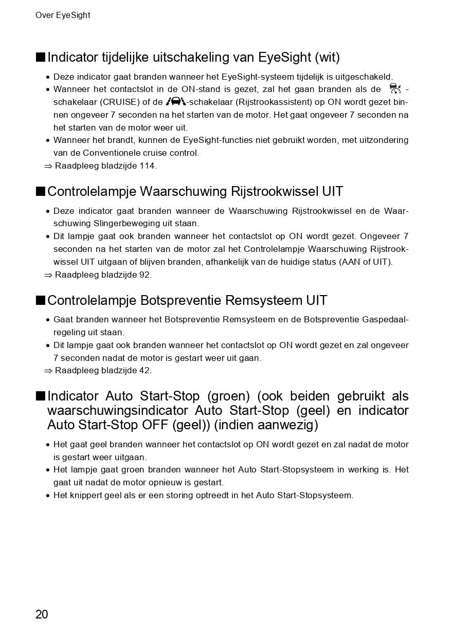 2019 Subaru Outback/Legacy Eyesight Manual | Dutch