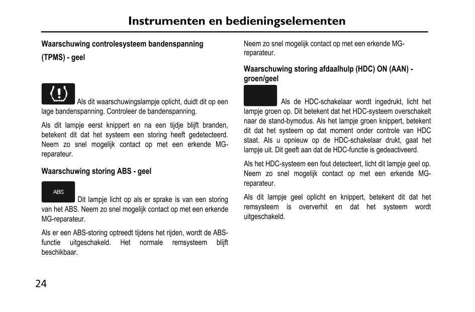2020-2023 MG EHS PHEV Owner's Manual | Dutch