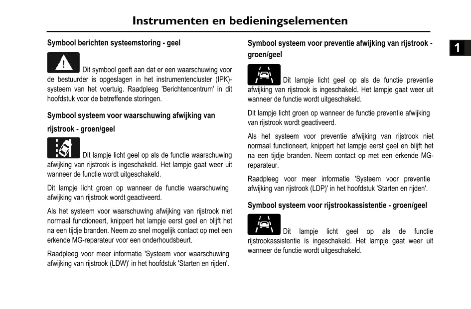 2020-2023 MG EHS PHEV Owner's Manual | Dutch
