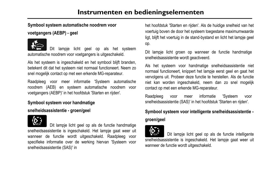 2020-2023 MG EHS PHEV Owner's Manual | Dutch