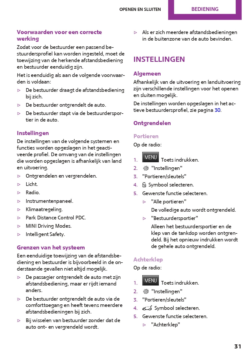 2016-2017 Mini Mini Manuel du propriétaire | Néerlandais