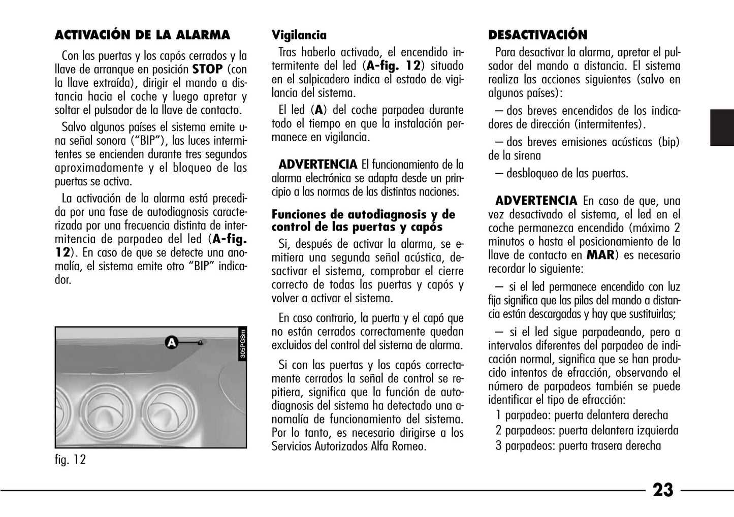 2003-2008 Alfa Romeo 166 Owner's Manual | Spanish