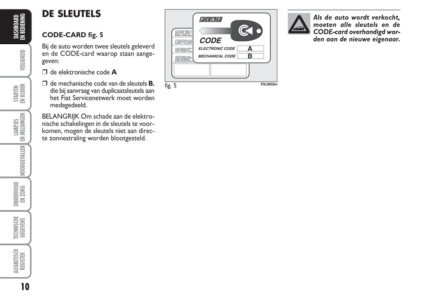 2009-2010 Fiat Croma Owner's Manual | Dutch