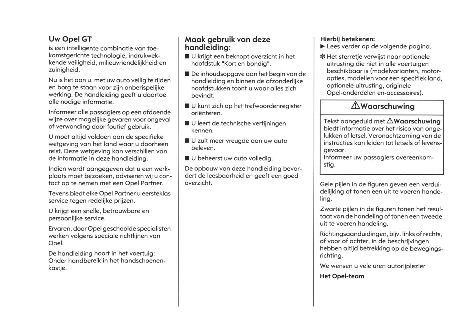 2007-2009 Opel GT Owner's Manual | Dutch