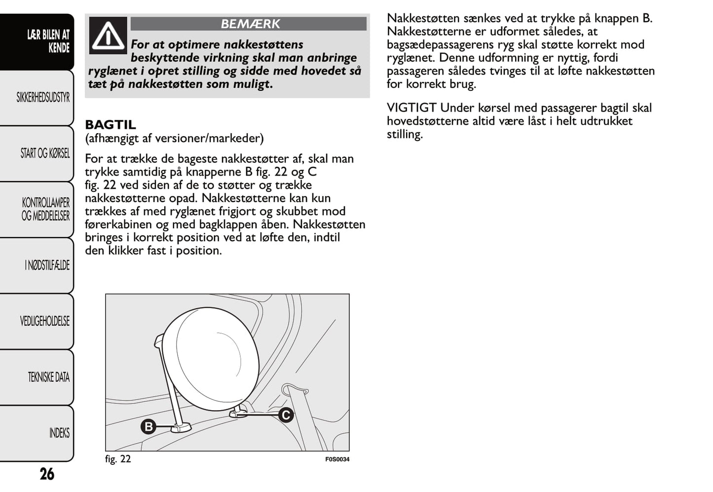2007-2014 Fiat 500 Owner's Manual | Danish