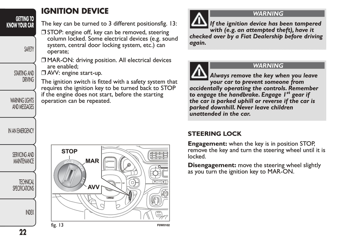 2012 Fiat Panda Owner's Manual | English