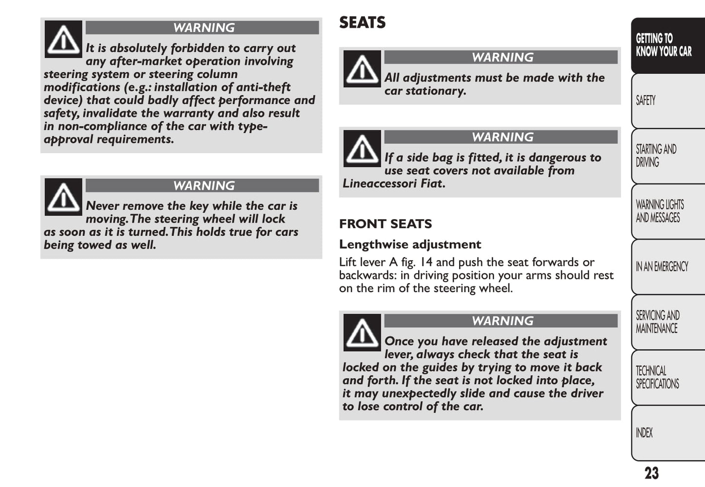 2012 Fiat Panda Owner's Manual | English