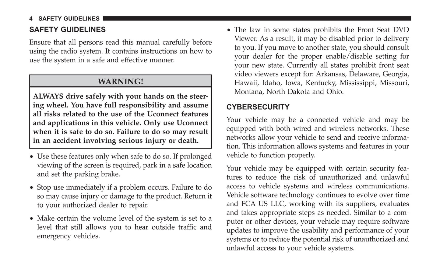 Radio 4.3 Supplement Owner's Manual
