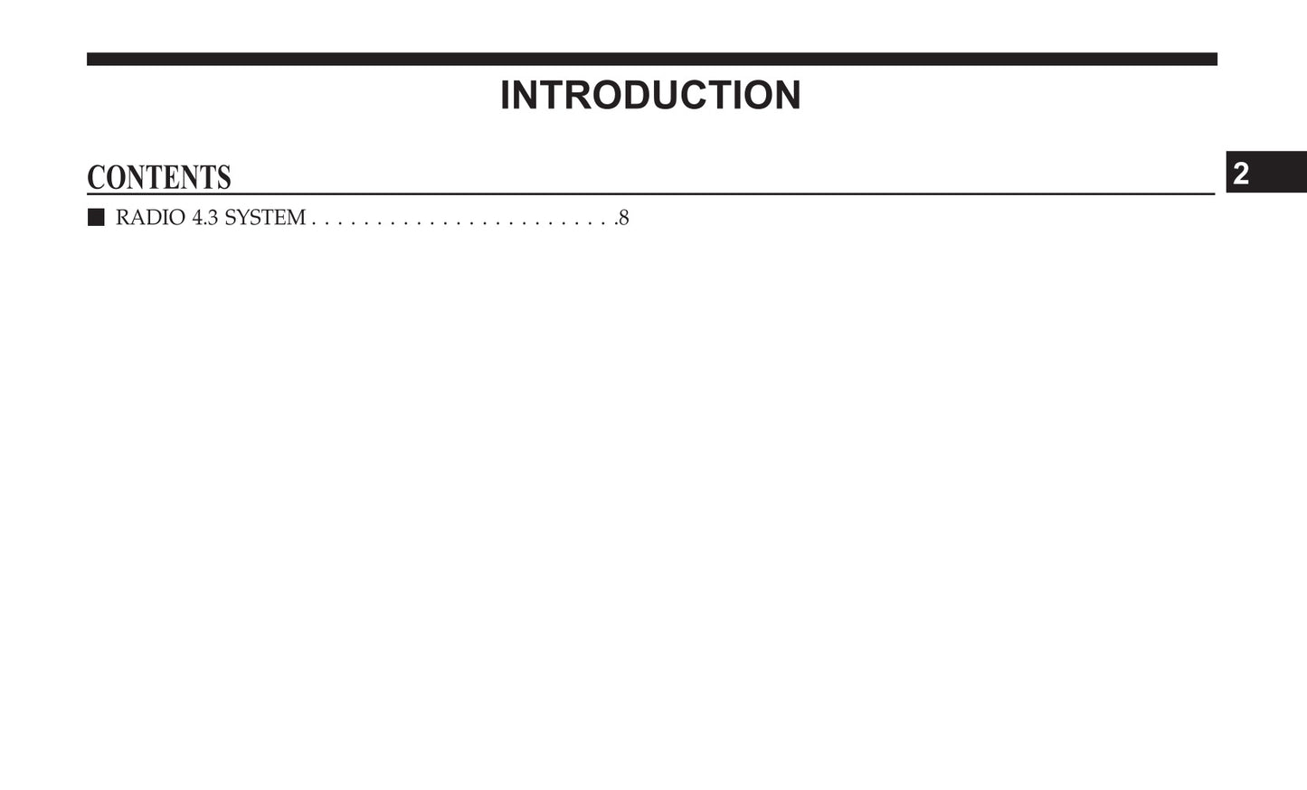 Radio 4.3 Supplement Owner's Manual
