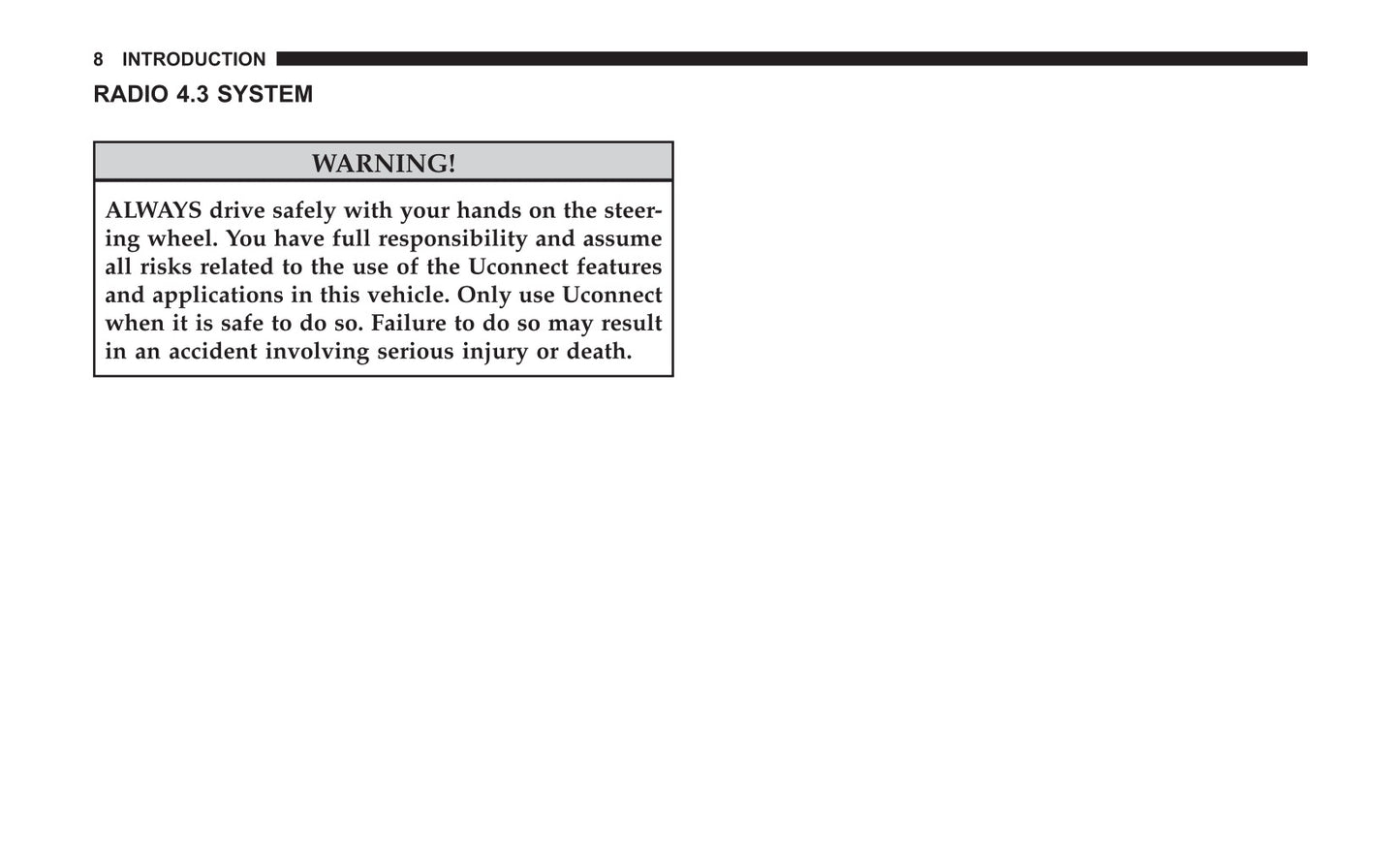 Radio 4.3 Supplement Owner's Manual