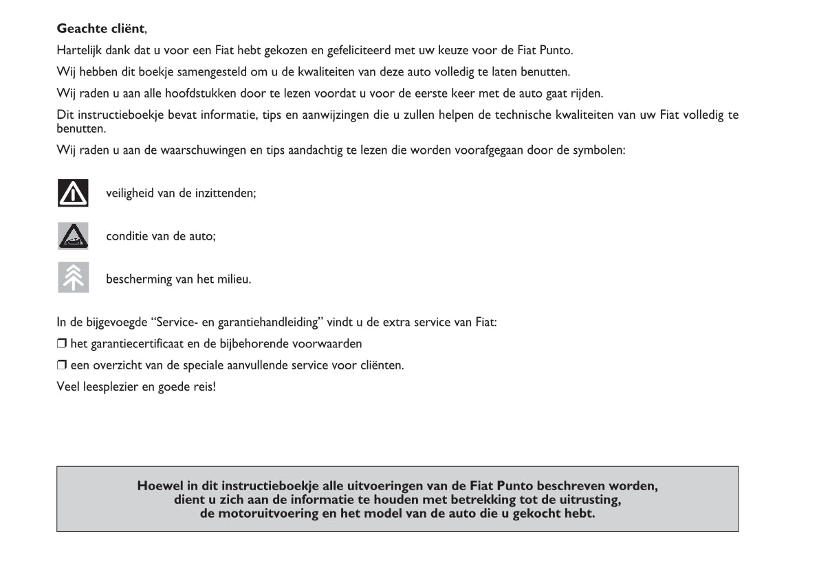 2010-2011 Fiat Punto/Grande Punto Owner's Manual | Dutch