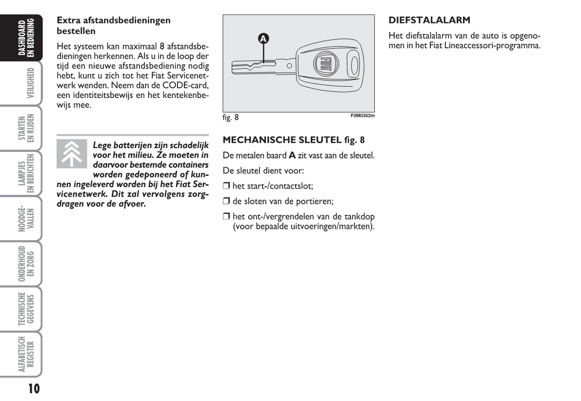 2010-2011 Fiat Punto/Grande Punto Owner's Manual | Dutch