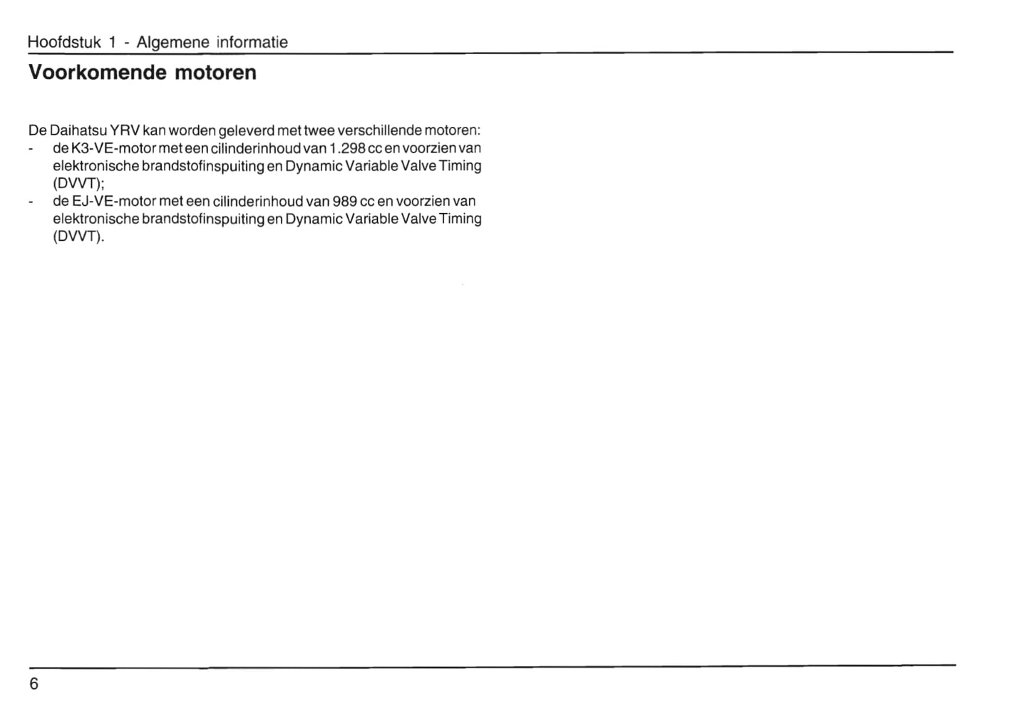 2001-2006 Daihatsu Young-RV Owner's Manual | Dutch