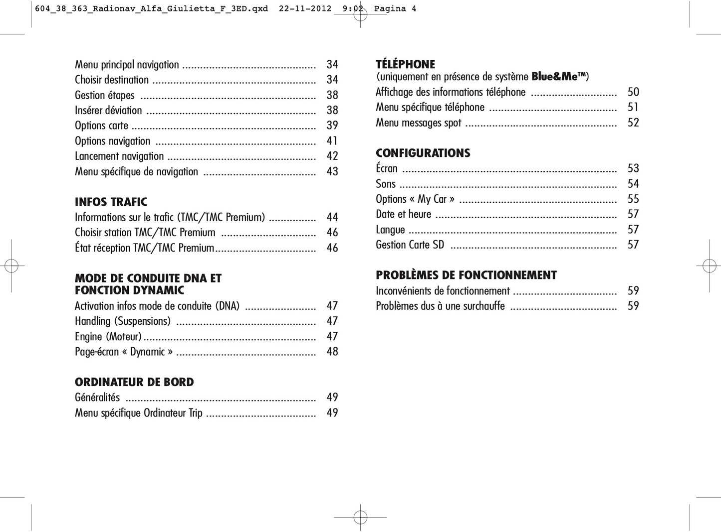 Alfa Romeo Giulietta RadioNav Guide d'utilisation 2010 - 2014