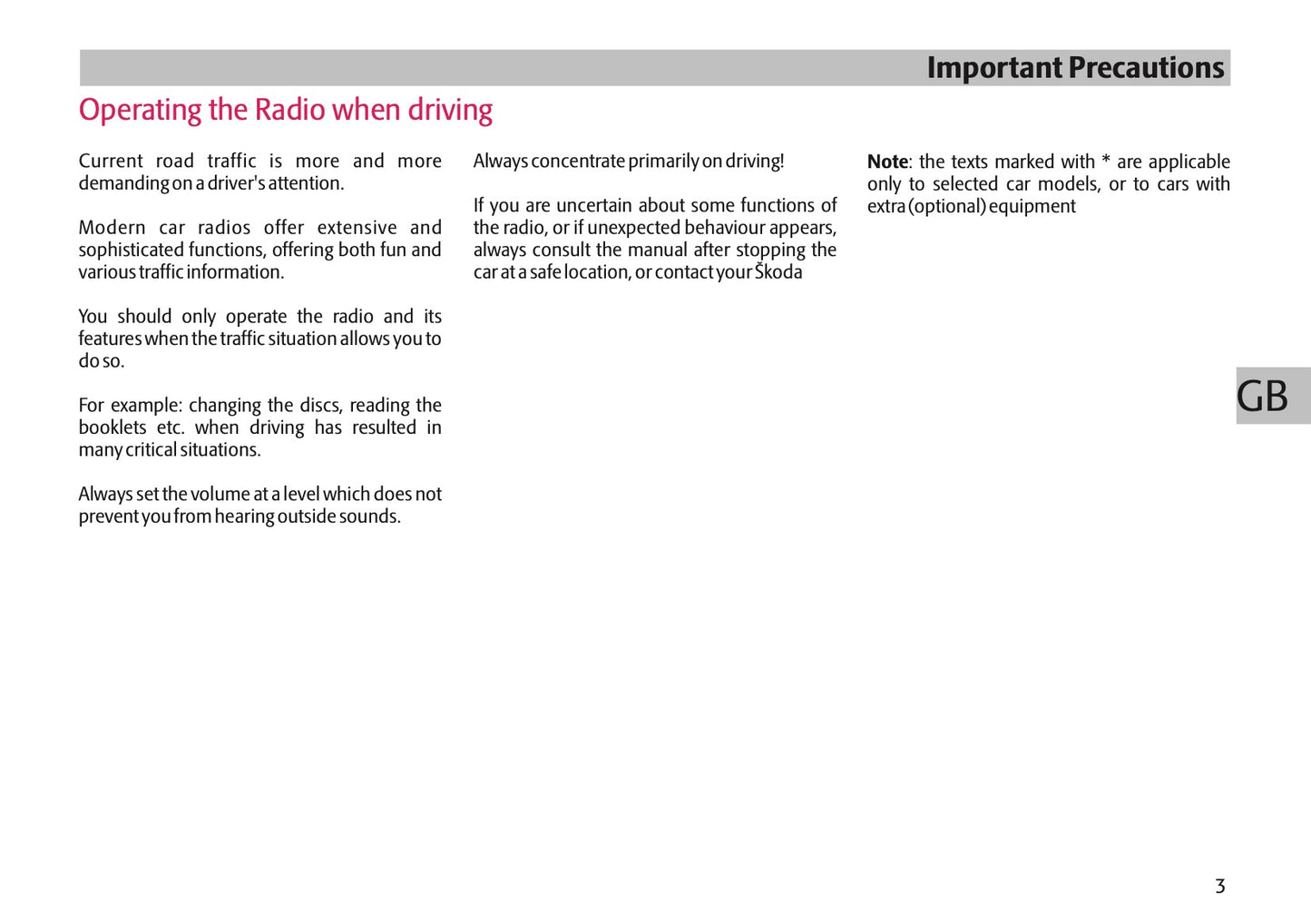 Skoda Radio Stream Manuel du propriétaire 2005