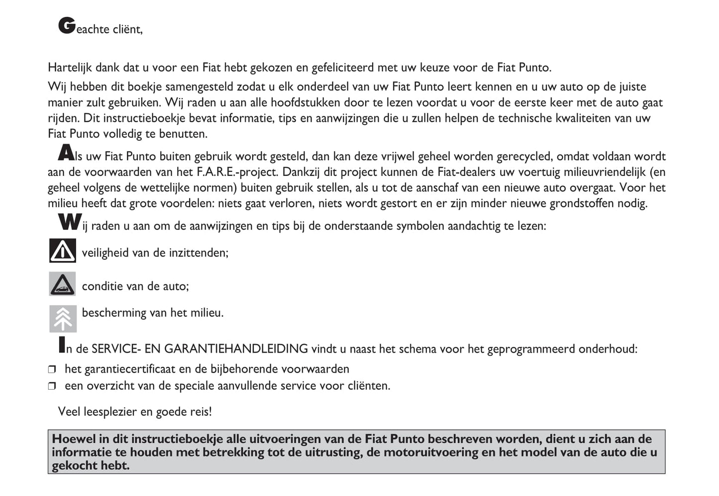 2003-2004 Fiat Punto Owner's Manual | Dutch
